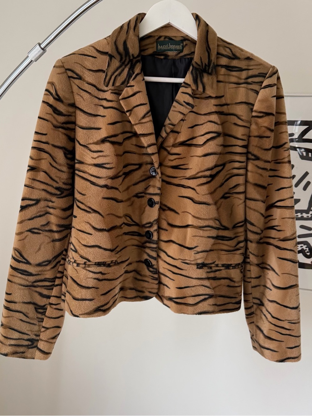 Vintage Harvé Benard Tiger-Print Cropped Blazer